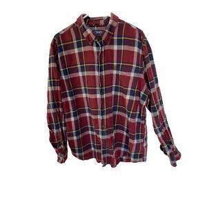 Chaps Ralph Lauren Performance 2XL Mens Red Plaid Flannel Shirt XXL Winter Fall